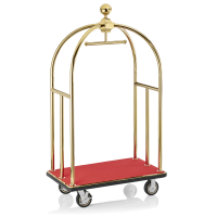 Gepäckwagen, titanium gold, mit rotem Teppich, 1120 x 600 x 1850 mm Gepäckwagen, titanium gold, mit rotem Teppich, 1120 x 600 x 1850 mm