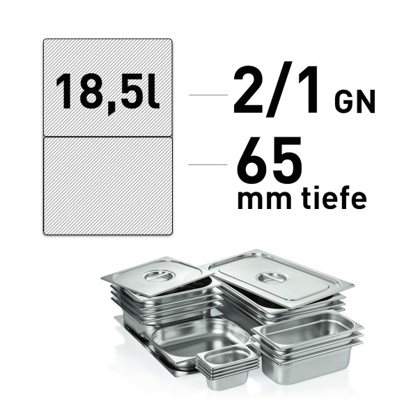 GN-Behälter - Edelstahl - GN 2/1 - 65 mm