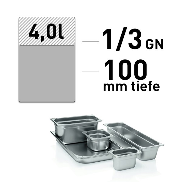 GN Behälter - Edelstahl - GN 1/3 - 100 mm - randverstärkt