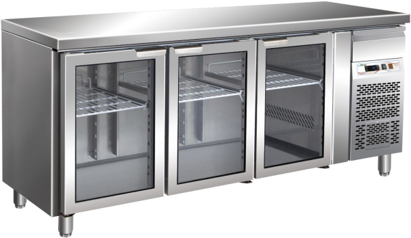 Kühltisch mit Glastür, 417 l, -2 bis +8 °C, GN 2/1, 1795×700×860 mm, 134 kg
