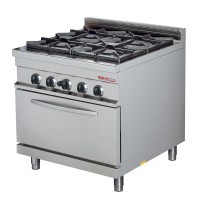 4-Flammen-Gasherd mit Gas-Backofen 2/1 GN - SOLOTEC 900 4-Flammen-Gasherd mit Gas-Backofen 2/1 GN - SOLOTEC 900