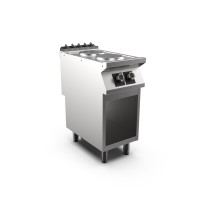 STOCK 2-Platten-Elektroherd, Standgerät mit offenem Unterbau, 2 runde Gusseisen-Platten mit je 2,6 k STOCK 2-Platten-Elektroherd, Standgerät mit offenem Unterbau, 2 runde Gusseisen-Platten mit je 2,6 k