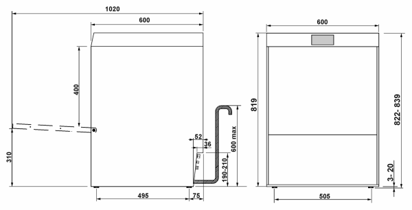 Premium Geschirrspüler, Doppelkorb, Korbgröße 500 x 500 mm, TFT Display, HTR+-System, Enthärter