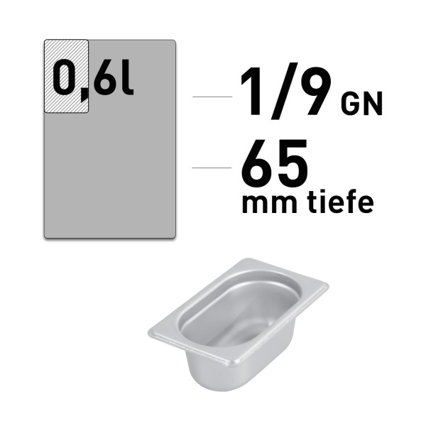 GN-Behälter - Edelstahl - GN 1/9 - 65 mm