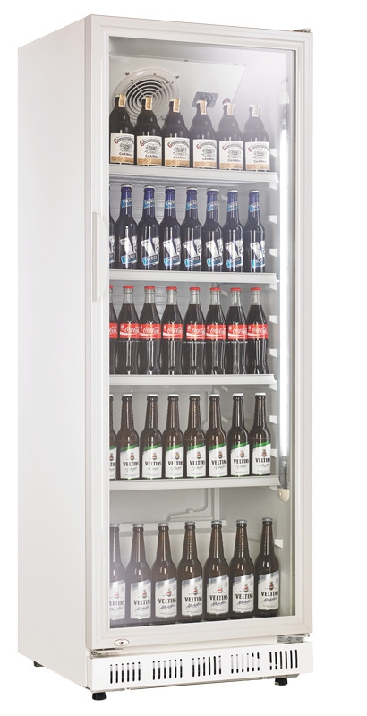 wDesigns Gastro Flaschenkühlschrank Glastür 360 Liter 620x635x1732mm weiß 