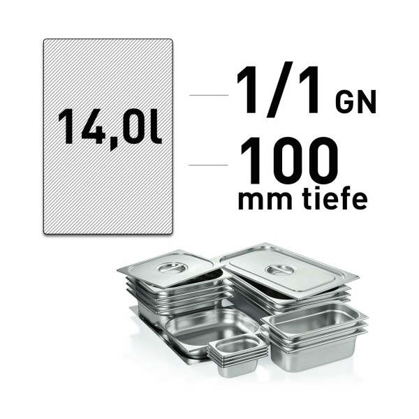 GN-Behälter - Edelstahl - GN 1/1 - 100 mm