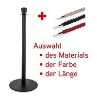 Abgrenzungspfosten, Edelstahl, Pulverbeschichtung schwarz, Oberteil zylindrisch Abgrenzungspfosten, Edelstahl, Pulverbeschichtung schwarz, Oberteil zylindrisch