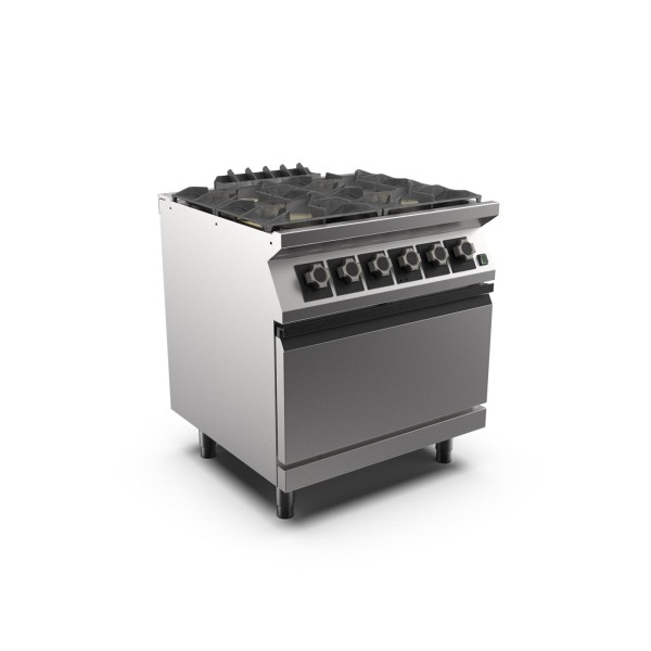 STOCK 4-Flammen-Gasherd mit Umluft-Elektro-Backofen GN 2/1