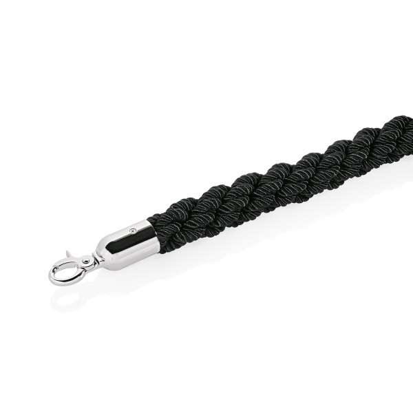 Verbindungskordel, schwarz, Polyester, Beschläge verchromt, hochglanzpoliert, 1,50 m