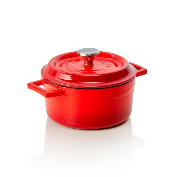 Kokotte EisenStil, rund, 1,30 Liter, Gußeisen, rot