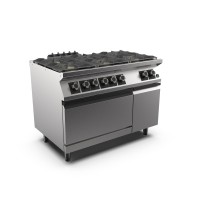 STOCK 6-Flammen-Gasherd mit Elektro-Umluft-Backofen GN 2/1 STOCK 6-Flammen-Gasherd mit Elektro-Umluft-Backofen GN 2/1
