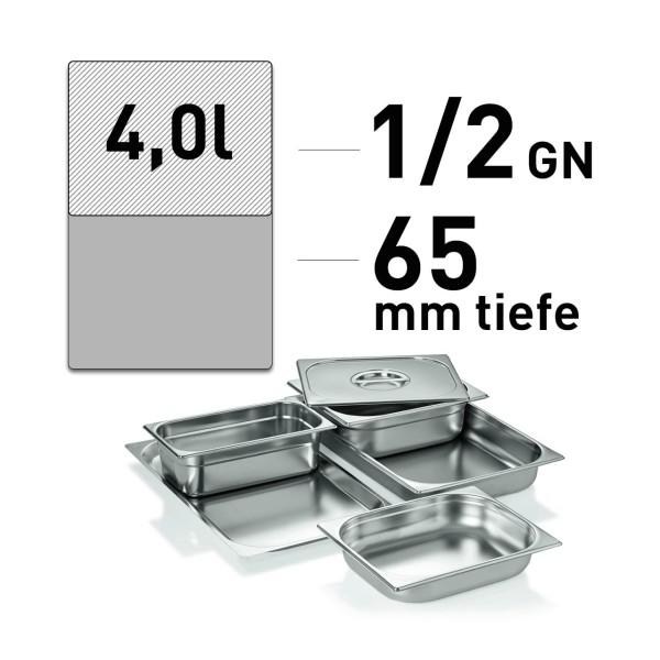 GN Behälter - Edelstahl - GN 1/2 - 4,00 Liter - ECO Line