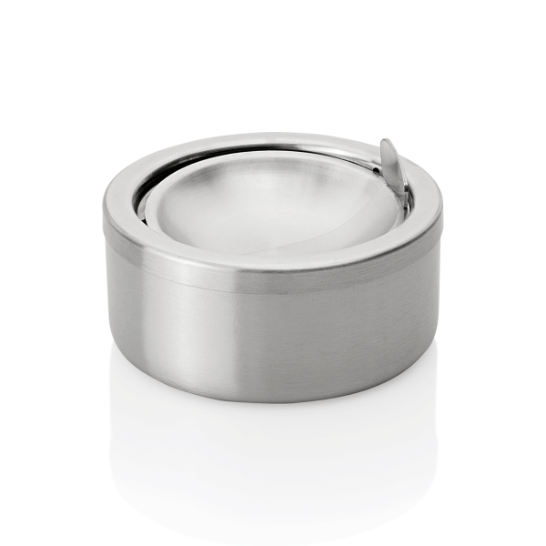 Druck-Windaschenbecher aus Edelstahl, Ø 115 mm, Klappmechanik