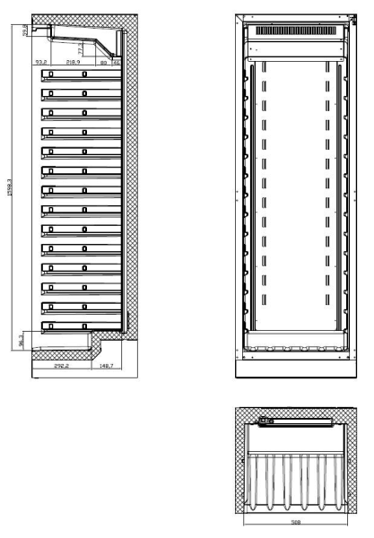 Weinkühlschrank, 325 Liter, bis 122 Flaschen, +5 bis +20 °C, 1 Zone, 1 Glastür, Umluftkühlung, sch