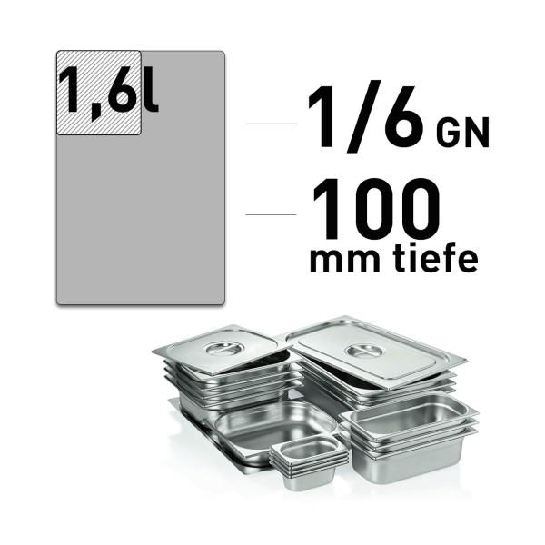 GN-Behälter - Edelstahl - GN 1/6 - 100 mm