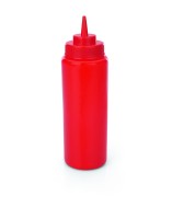 Quetschflasche, Polyethylen, rot, große Öffnung, Schraubdeckel, 0,95 Liter, Ø 80 mm Quetschflasche, Polyethylen, rot, große Öffnung, Schraubdeckel, 0,95 Liter, Ø 80 mm
