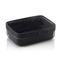 Korb, Metall, schwarz, rechteckig, Textileinlage aus Baumwolle, B 275 x T 200 mm Korb, Metall, schwarz, rechteckig, Textileinlage aus Baumwolle, B 275 x T 200 mm