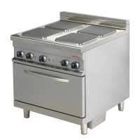 Elektroherd, 4 rechteckige Kochplatten, mit Backofen 2/1 GN - SOLOTEC 900 Elektroherd, 4 rechteckige Kochplatten, mit Backofen 2/1 GN - SOLOTEC 900