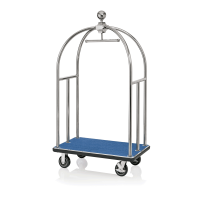 Gepäckwagen aus Edelstahl, 1120 x 600 x 1850 mm, blauer Teppich Gepäckwagen aus Edelstahl, 1120 x 600 x 1850 mm, blauer Teppich