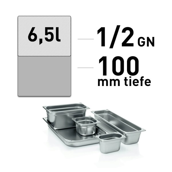 GN Behälter - Edelstahl - GN 1/2 - 100 mm - randverstärkt