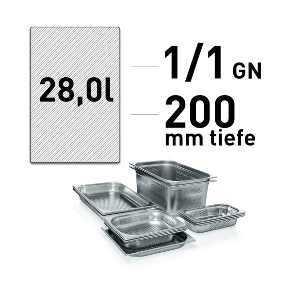 GN-Behälter, Edelstahl, Boden & Seiten gelocht, GN 1/1, 200 mm