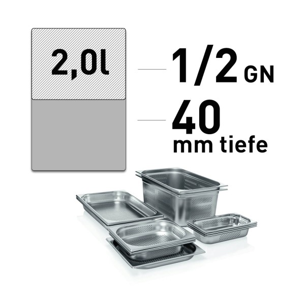 GN-Behälter, Edelstahl, Boden gelocht, GN 1/2, 40mm