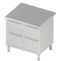 Schubladenschrank mit 2 x 2 Schubladen, ohne Aufkantung, Edelstahl rostfrei, Tiefe 600m Schubladenschrank mit 2 x 2 Schubladen, ohne Aufkantung, Edelstahl rostfrei, Tiefe 600m