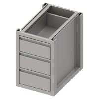 Schubladenunterschrank mit drei Schubladen, Tiefe 640 mm, sockelbaufähig Schubladenunterschrank mit drei Schubladen, Tiefe 640 mm, sockelbaufähig