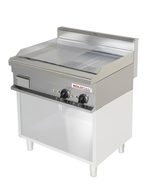 Elektro-Griddleplatte, ½ glatt, ½ geriffelt, hartverchromt, Geräteoberteil - SOLOTEC 700