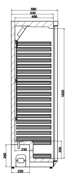Gewerbe-Kühlschrank, Edelstahl, freistehend, 350 Liter, +2 bis +8 °C, abschließbar