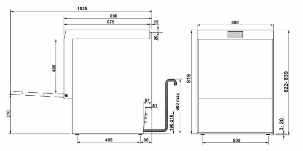 Premium Tablettspülmaschine Korbgröße 500 x 500 mm, HTR+-System, Permanent-Enthärter