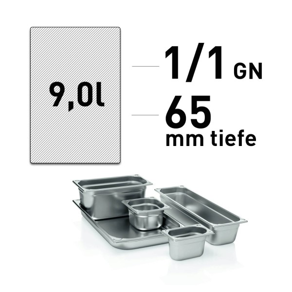 GN Behälter - Edelstahl - GN 1/1 - 65 mm - randverstärkt