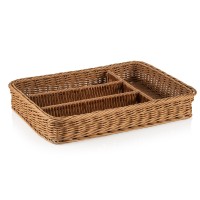 Besteckkorb, unterteilt, Edelstahlrahmen, spülmaschinenfest, BPA-frei, 400 x 300 x 65 mm, braun Besteckkorb, unterteilt, Edelstahlrahmen, spülmaschinenfest, BPA-frei, 400 x 300 x 65 mm, braun