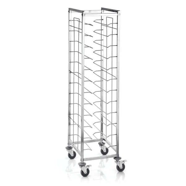 Tablettwagen aus Edelstahl, 16,5 kg, 4 Rollen, 2 mit Feststeller