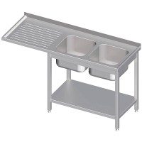 Spültisch mit Grundboden, zwei Becken und Überstand, 600 mm Tiefe Spültisch mit Grundboden, zwei Becken und Überstand, 600 mm Tiefe