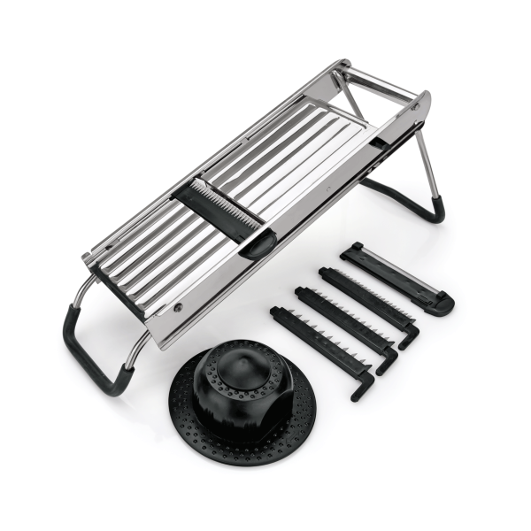 Mandoline, Edelstahl, m. Kunststoff-Restehalter