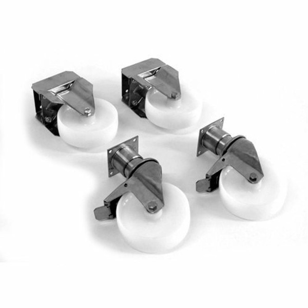Set 4 Edelstahlräder, 2 mit Bremse für STOCK Premium Kochgeräte und Elemente