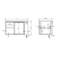 Vorschau: Durchreiche-Wärmeunterschrank-Modul mit Schiebetüren, Tiefe 640 mm Vorschau: Durchreiche-Wärmeunterschrank-Modul mit Schiebetüren, Tiefe 640 mm