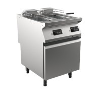 STOCK Elektro-Fritteuse, mit elektronischer Steuerung, 2 Becken 10+10 Liter, Standgerät mit Schranku STOCK Elektro-Fritteuse, mit elektronischer Steuerung, 2 Becken 10+10 Liter, Standgerät mit Schranku