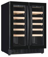 Weinkühlschrank, 100 Liter, bis 40 Flaschen, +5 bis +20 °C, 2 Zonen, 2 Glastüren, Umluftkühlung, sch Weinkühlschrank, 100 Liter, bis 40 Flaschen, +5 bis +20 °C, 2 Zonen, 2 Glastüren, Umluftkühlung, sch