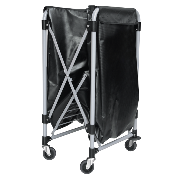 Wäschewagen, Eisen, pulverbeschichtet, PVC, schwarz, einklappbar, 4 Rollen, 150 Liter