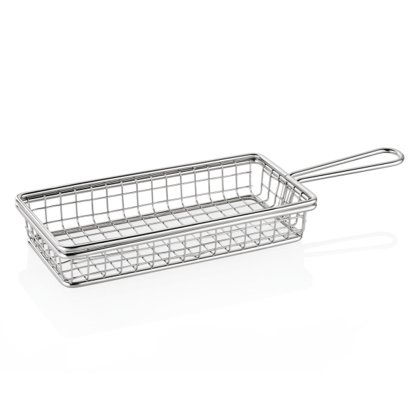 Servierkorb / Frittierkorb, Edelstahl, Länge mit Griff 323 mm
