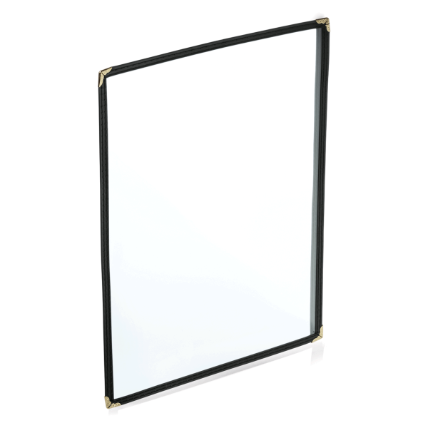Speisekartenmappe A4, Kunststoff / PVC, transparent, schwarz bordiert, verstärkte Ecken