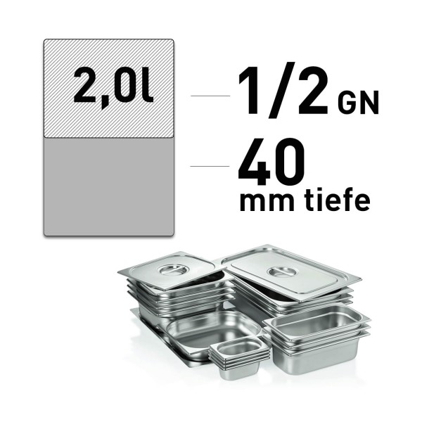GN-Behälter - Edelstahl - GN 1/2 - 40 mm
