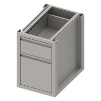 Schubladenunterschrank mit zwei unterschiedlichen Schubladen, Tiefe 540 mm, sockelbaufähig Schubladenunterschrank mit zwei unterschiedlichen Schubladen, Tiefe 540 mm, sockelbaufähig