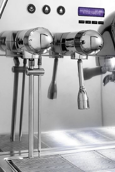 Siebträger-Espressomaschine Adonis, 2-gruppig, mit Manometer für Pumpendruck, Farbe Edelstahl
