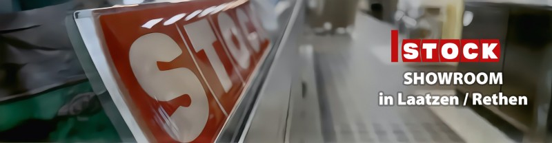 Makroaufnahme des STOCK-Logos an einem Gerät in unserem Showroom in Laatzen-Rethen