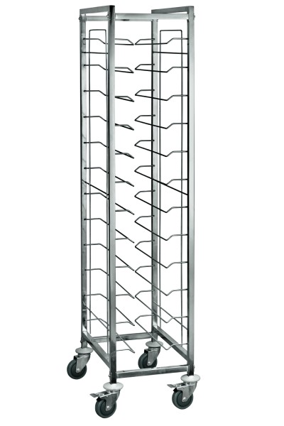 GN Tablettwagen für 12 GN 1/1-Tabletts, 4 Schwenkrollen, 2 mit Bremse