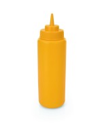 Quetschflasche, Polyethylen, gelb, große Öffnung, Schraubdeckel, 0,95 Liter, Ø 80 mm Quetschflasche, Polyethylen, gelb, große Öffnung, Schraubdeckel, 0,95 Liter, Ø 80 mm