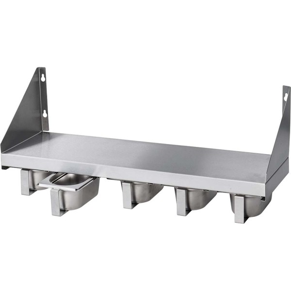 Wandbord, Edelstahl, inklusive 5 Edelstahl-Gewürzboxen mit Griff